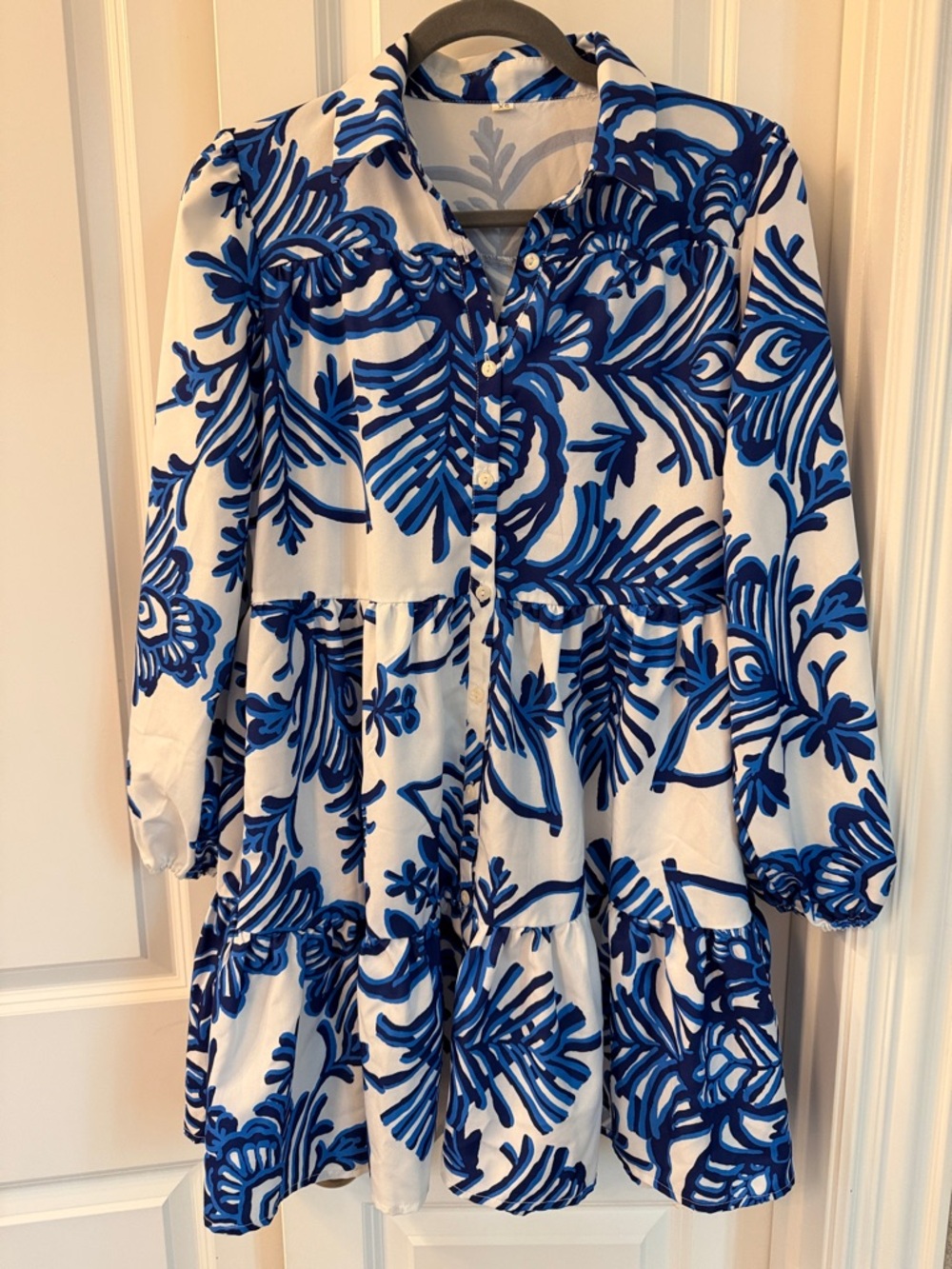 Amazon White and Blue Floral Midi Dress